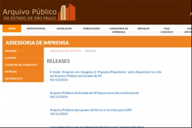 ARQUIVO PÚBLICO DO ESTADO DE SP LANÇA NOVO SITE INSTITUCIONAL