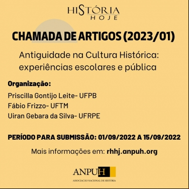 CHAMADA DE ARTIGO PARA DOSSIÊ - REVISTA HISTÓRIA HOJE